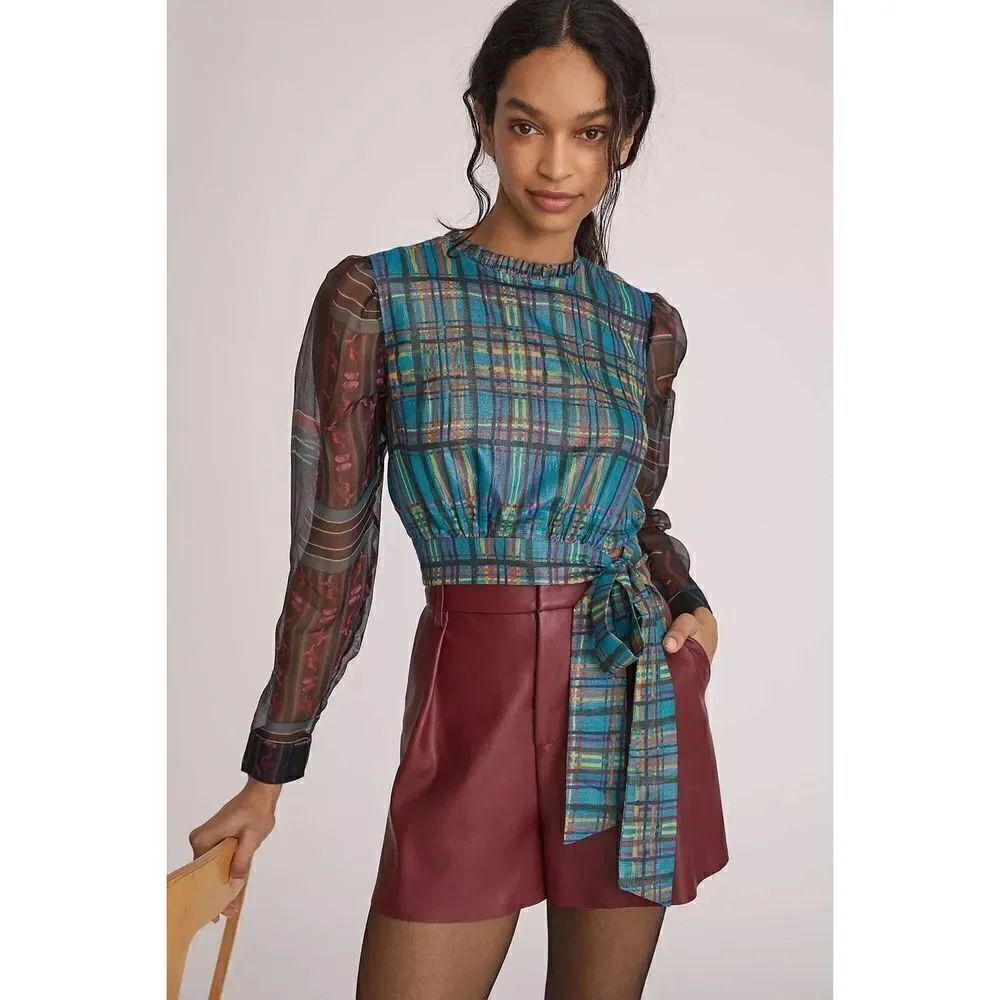 Anthropologie - Puff-Sleeved Organza Blouse size S